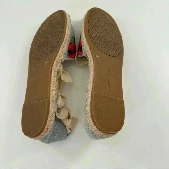 Jessica Simpson Flippo flats size 8.5 38.5 denim floral embroidered espadrilles - Picture 8 of 13